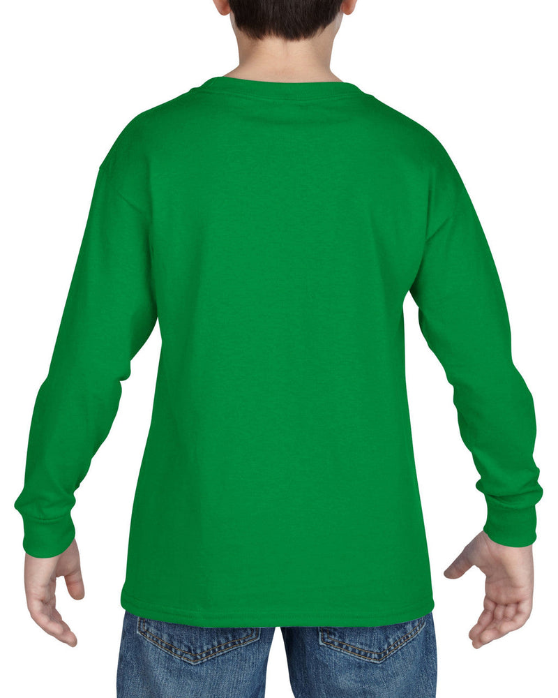 Gildan Youth Heavy Cotton Long Sleeve T-Shirt - 100% Cotton, White, X-Large