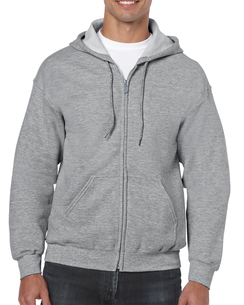 Custom Gildan 18600 Heavy Blend Zip Hoodies InstaCustoms Sport Grey